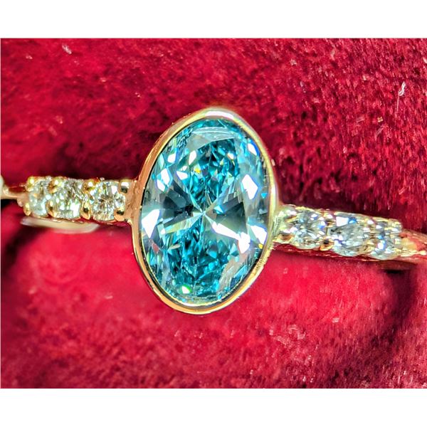 10K(1.37G), LAB BLUE DIAMOND (0.7+0.07CT)RING, SIZE 6, APPRAISED INSURANCE VALUE $1740