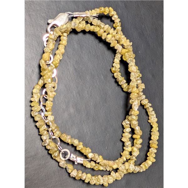 SILVER(3.8G), NATURAL DIAMOND(16CT) ROUGH BEADS ENHANCE COLOR NECKLACE 15-16" SUGGESTED RETAIL VA...