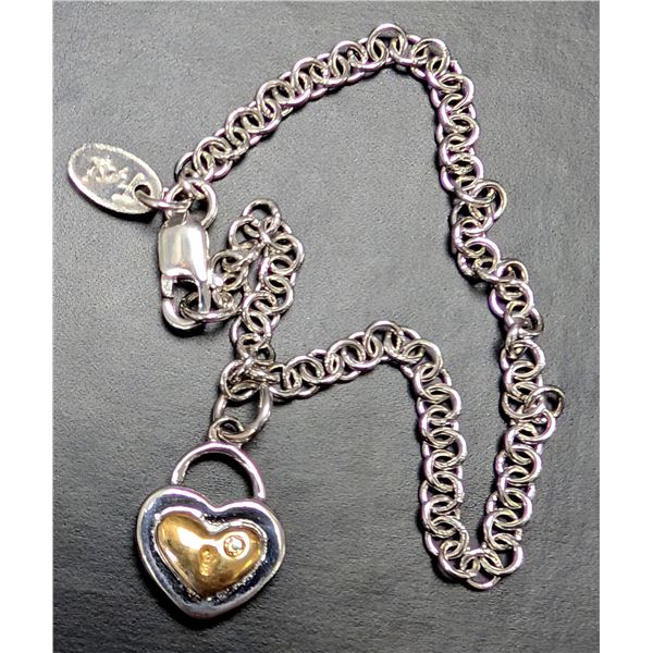 SILVER(3.72G), GENUINE DIAMOND (0.01CT) BRACELET 6"