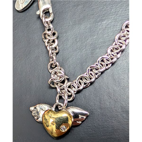 SILVER(3.77G), GENUINE DIAMOND (0.01CT) BRACELET 6"