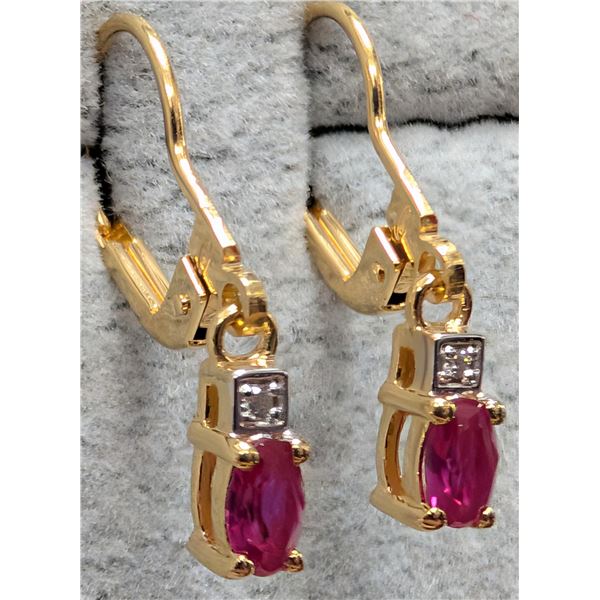 SILVER(1.75G), CREATED RUBY (0.85CT) EARRING