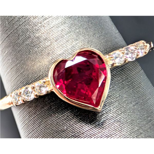 10K(1.5G),  LAB RUBY (1.15CT), LAB DIAMOND (0.05CT) RING, SUGGESTED RETAIL VALUE $2400