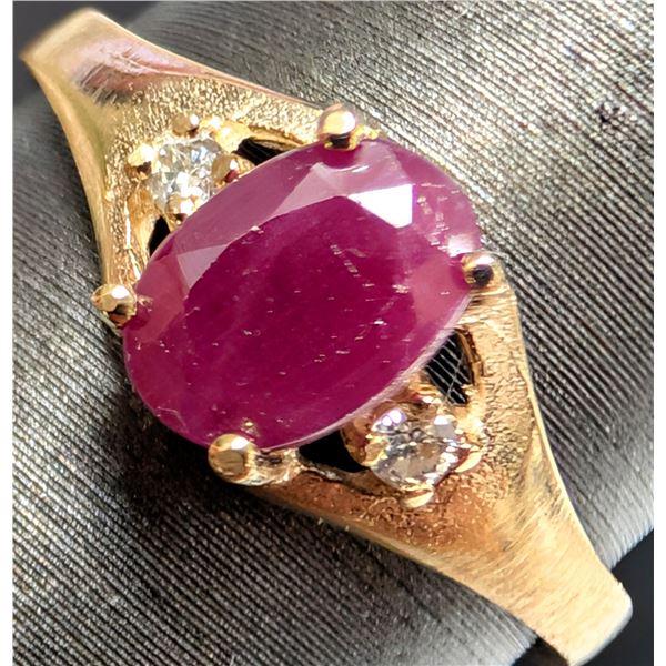 10K(1.67G), RUBY (1.08CT), DIAMOND (0.04CT) RING, APPRAISED INSURANCE VALUE $1400
