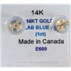 Image 2 : 14K(0.48G), BLUE LAB DIAMOND (1CT) EARRINGS, APPRAISED INSURANCE VALUE $1000