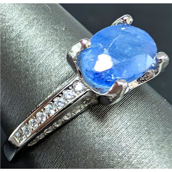 SILVER(3.76G),  BLUE SAPPHIRE  (2CT) RING, SUGGESTED RETAIL VALUE $300