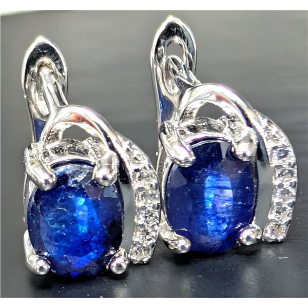 SILVER(3.01G),  SAPPHIRE (2CT) EARRINGS, SUGGESTED RETAIL VALUE $300