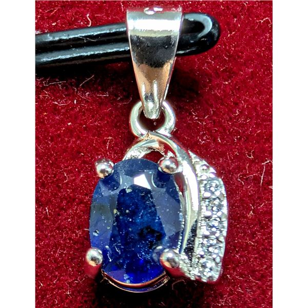 SILVER(1.05G),  SAPPHIRE (1CT) PENDANT