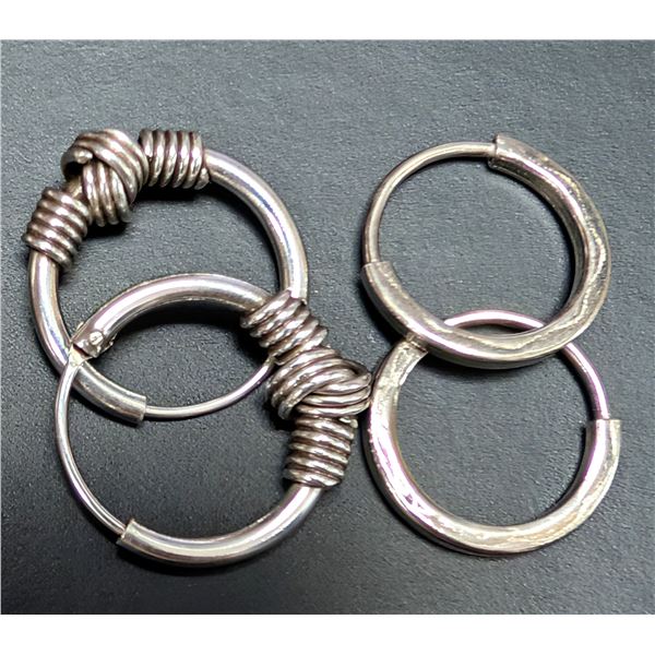 SILVER(2.39G),  2 SMALL HOOP EARRINGS