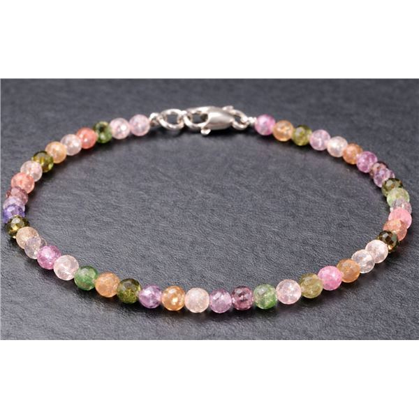 SILVER FANCY COLOR TOURMALINE BRACELET 7"