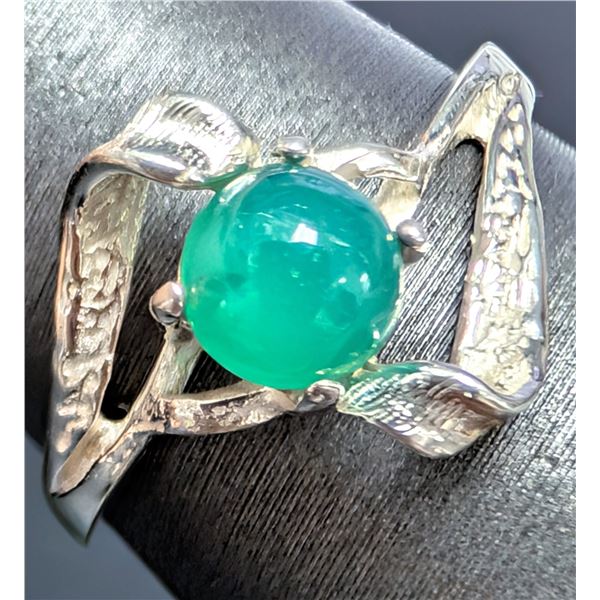 SILVER(1.75G),  GREEN CHALCEDONY RING