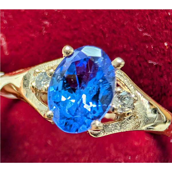 10K(1.7G), TANZANITE (0.8CT), DIA (0.04CT)RING, SIZE 7.25, APPRAISED INSURANCE VALUE $1285