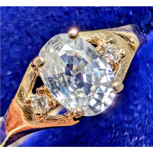 10K(1.45G), WHITE ZIRCON (1.25CT), LAB DIAMOND (0.04CT)RING, SIZE 7, APPRAISED INSURANCE VALUE $1700