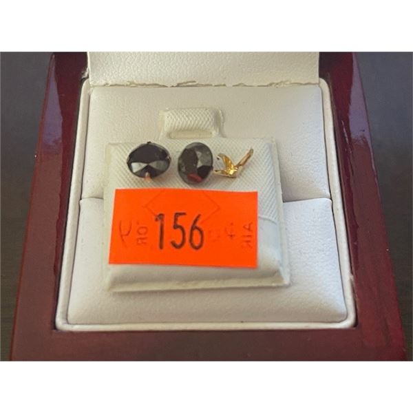14K(0.66G), BLACK DIAMOND (2CT) EARRINGS, APPRAISED INSURANCE VALUE $1315 (DIAMOND DETACHED FROM ...