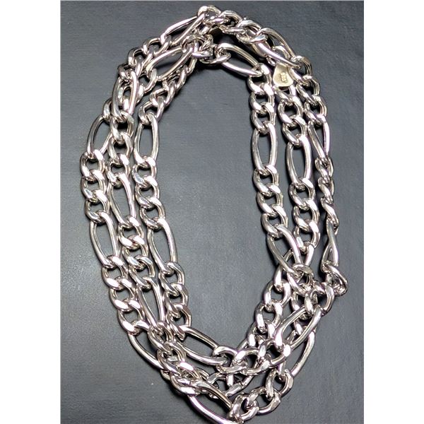 SILVER(8.37G), HOLLOW RHODIUM PLATED ITALY MADE CHAIN 20",