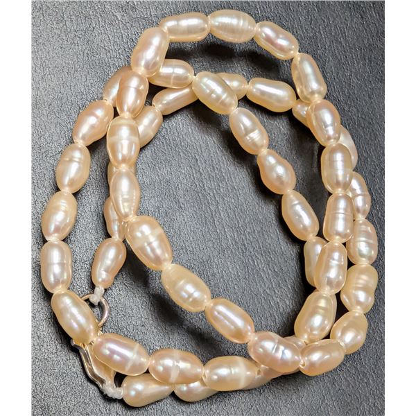 SILVER FRESH WATER PEARL NECKLACE 16", SUGGESTED RETAIL VALUE $240