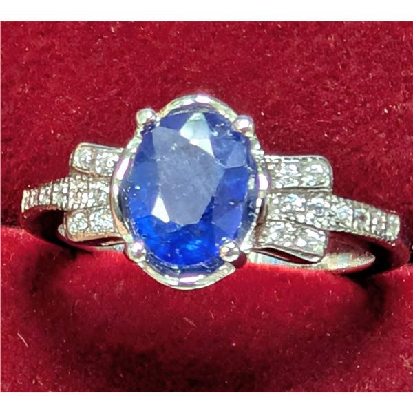 SILVER(3.29G), GENUINE SAPPHIRE (1.5CT)RING  SUGGESTED RETAIL VALUE $240
