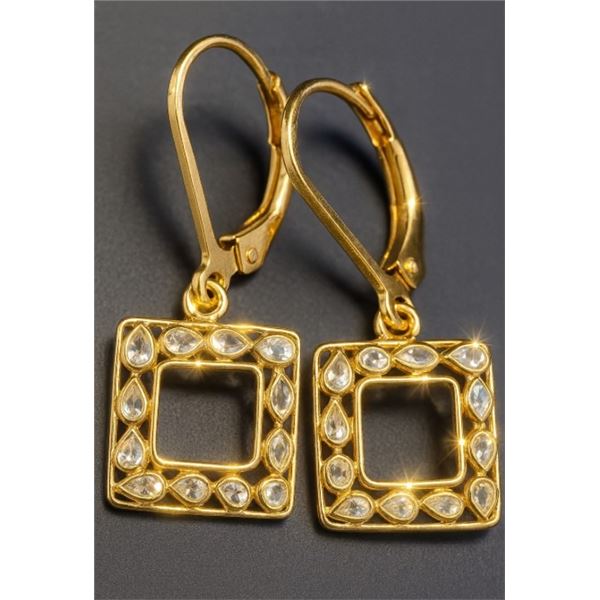 SILVER(2G), GENUINE DIAMOND LATTICE DESIGN (0.12CT) EARRINGS, SUGGESTED RETAIL VALUE $240