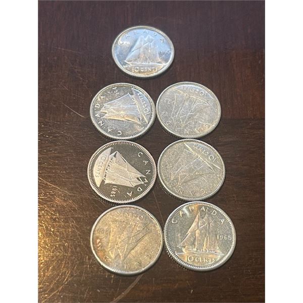 7 CDN. SILVER DIMES (ASST DATES)