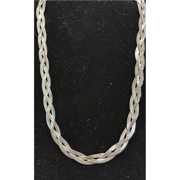 *NEW* PLATINUM PLATED 9 MM TRIPLE TWISTED SERPENTINE NECKLACE: ADJUSTABLE 18"-19.5" CHAIN