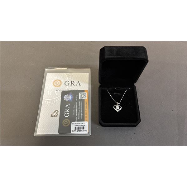 *NEW* 925 SILVER 0.8CT MOISSANTE LAB DIAMOND HEART NECKLACE: 16" TO 17" LONG