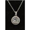 Image 2 : *NEW* .925 SILVER 3CT SIMULATED DIAMOND (CZ) HALO NECKLACE: ADJUSTABLE 16" TO 18" LONG