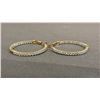 Image 2 : *NEW* 14K GOLD PLATED 33MM PRINCESS CUT SIMULATED DIAMOND (CZ) HOOP EARRINGS