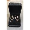 Image 3 : *NEW* 18K GOLD PLATED 1CT EMERALD CUT PINK SIMULATED DIAMOND (CZ) HEART DANGLE EARRINGS