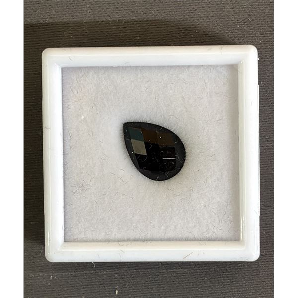4 CT PEAR CUT, NATURAL BLACK ONYX: UNTREATED (10MM X 14.2MM)