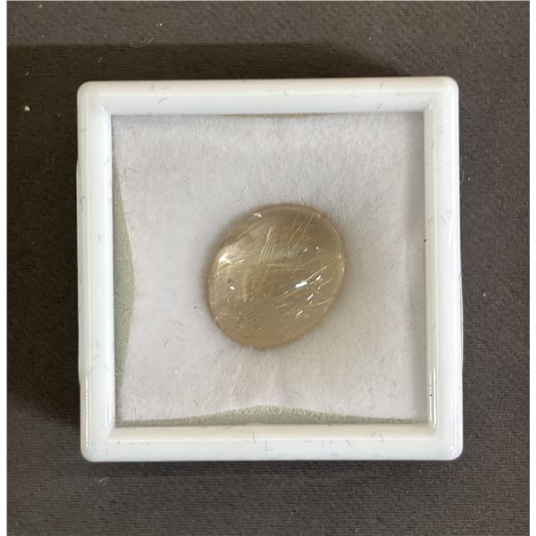 17.4CT OVAL CABOCHON NATURAL GOLDEN RUTILE: UNTREATED (14.1MM X 17MM)