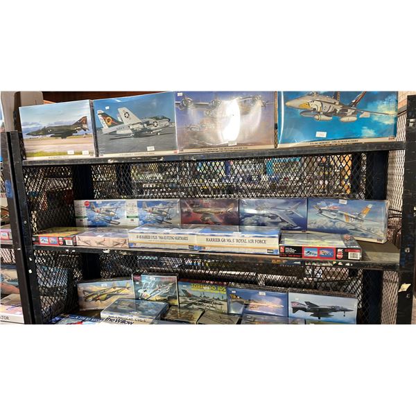SHELF OF ASSORTED AIRPLANE MODEL KITS: HASEGAWA, HOBBY CRAFT & MINICRAFT
