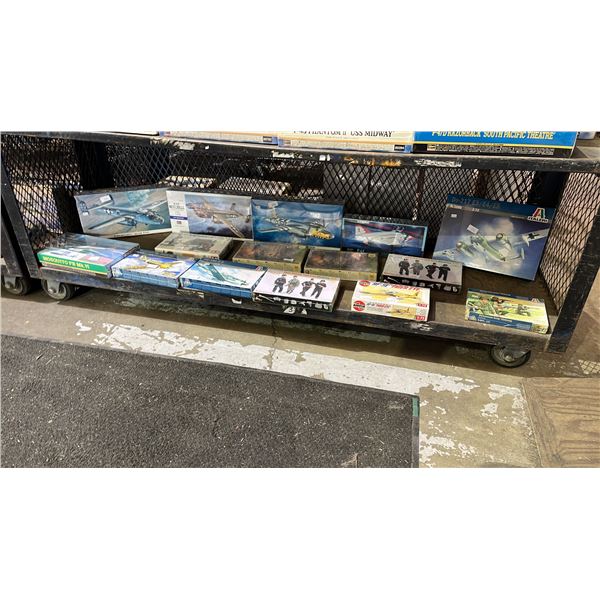 SHELF OF ASSORTED AIRPLANE MODEL KITS & PLASTIC FIGURE KITS: DRAGON, ITALERI, AIRFIX & MORE