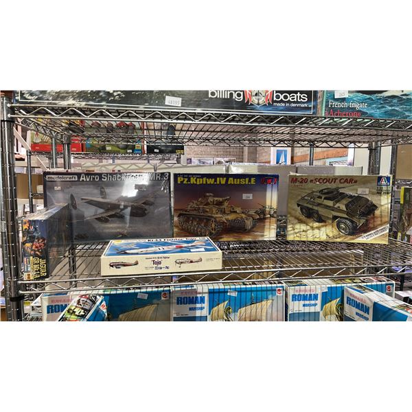 SHELF OF ASSORTED AIRPLANE & TANK MODEL KITS: OTAKI, DRAGON, ITALERI & MORE