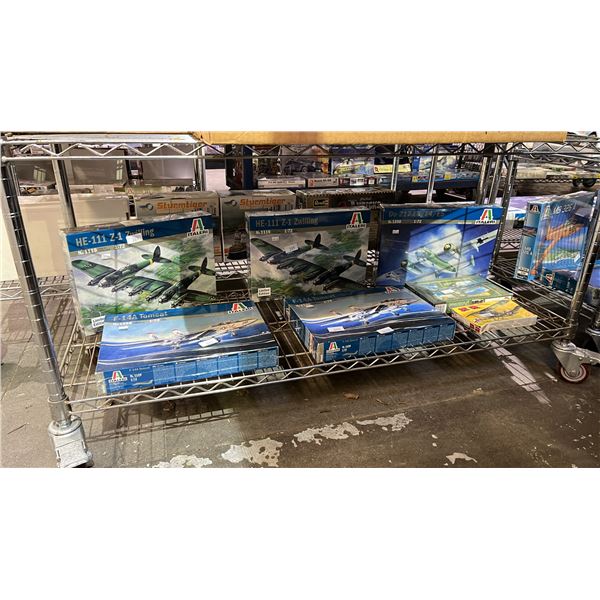 SHELF OF ASSORTED ITALERI, GALAXY & ESCI AIRPLANE MODEL KITS