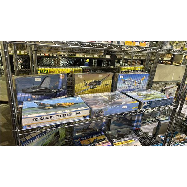 *SEALED BOXES* SHELF OF ASSORTED AIRPLANE MODEL KITS: HELLER, ITALERI, HASEGAWA & MORE