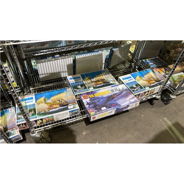 AIRFIX DH MOSQUITO AIRPLANE MODEL KIT & (3) GALAXY ROMAN WARSHIP "SEA WOLF" MODEL KITS