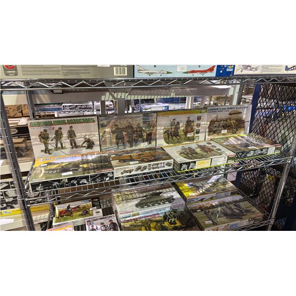 *SEALED BOXES* SHELF OF ASSORTED TANK, TRUCK & FIGURE MODEL KITS: DRAGON, ACADEMY & PREMIUM