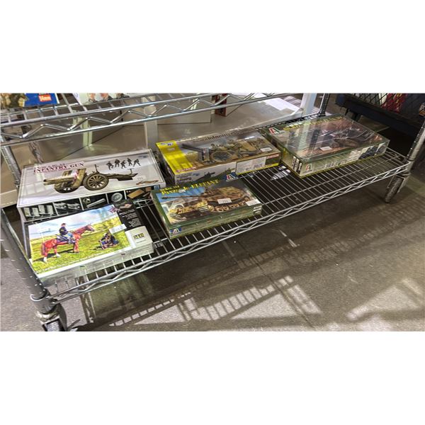 SHELF OF ASSORTED MILITARY VEHICLES & FIGURE KITS: ITALERI, MASTER BOX, DRAGON & SMART KIT