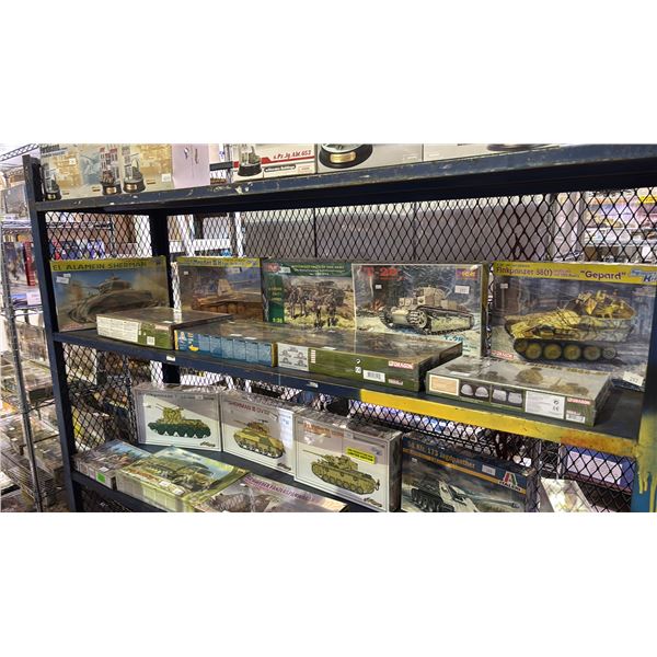 *SEALED BOXES* SHELF OF ASSORTED MILITARY TANK KITS: ITALERI, DRAGON, SMART KIT & MORE
