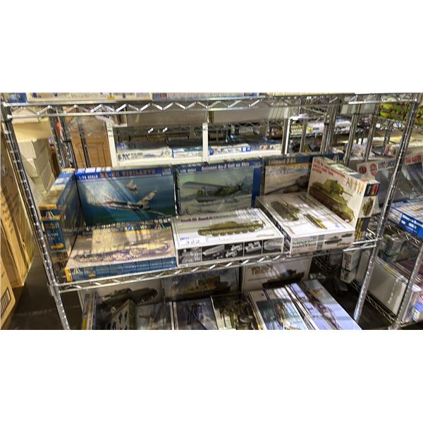 *SEALED BOXES* SHELF OF ASSORTED AIRPLANE & MILITARY VEHICLE MODEL KITS: MINI ART, ITALERI & MORE