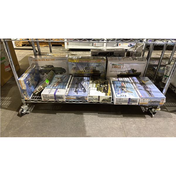 *SEALED BOXES* SHELF OF ASSORTED AIRPLANE & MILITARY VEHICLE MODEL KITS: HASEGAWA, DRAGON & MORE