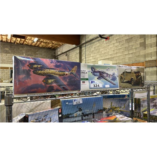 *SEALED BOXES* (1) HASEGAWA KUBELWAGEN MODEL KIT & (2) HUSEGAWA AIRPLANE MODEL KITS