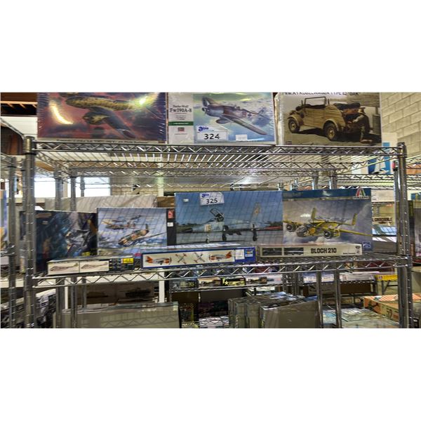 SHELF OF ASSORTED AIRPLANE MODEL KITS: HELLER, ITALERI, DRAGON & MORE
