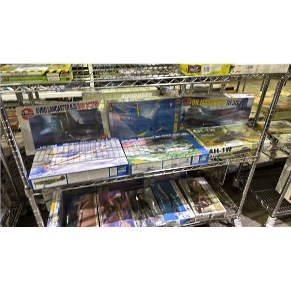 SHELF OF ASSORTED AIRPLANE MODEL KITS & (1) HELICOPTER MODEL KIT