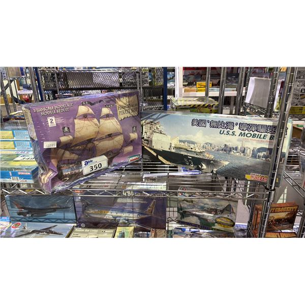DRAGON U.S.S. MOBILE BAY MODEL KIT & LINDBERG SIR HENRY MORGAN PIRATE SHIP MODEL KIT