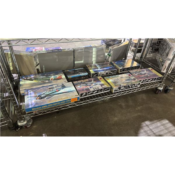 SHELF OF ASSORTED AIRPLANE MODEL KITS: DRAGON, REVELL & HASEGAWA
