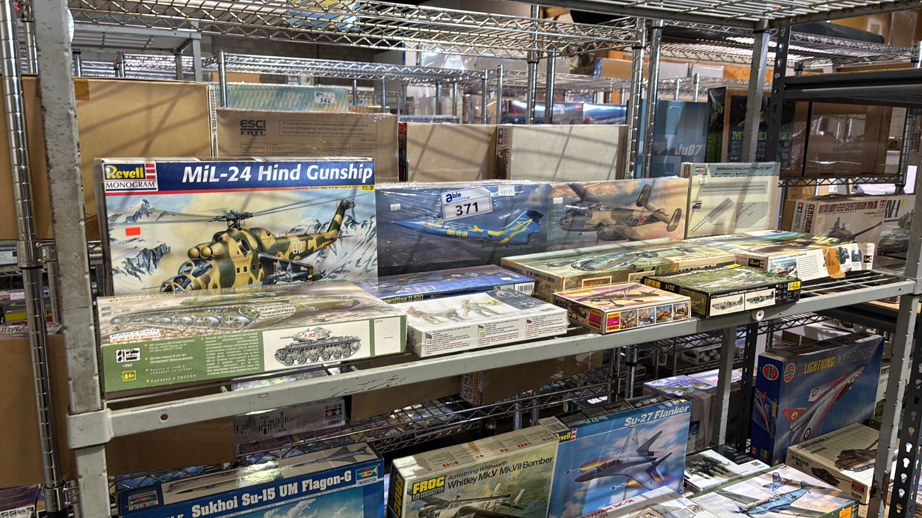 Model Tank Shelf SHELF OF ASSORTED MODEL KITS: AIRPLANE, HELICOPTORS, TANK & MORE - Able ...