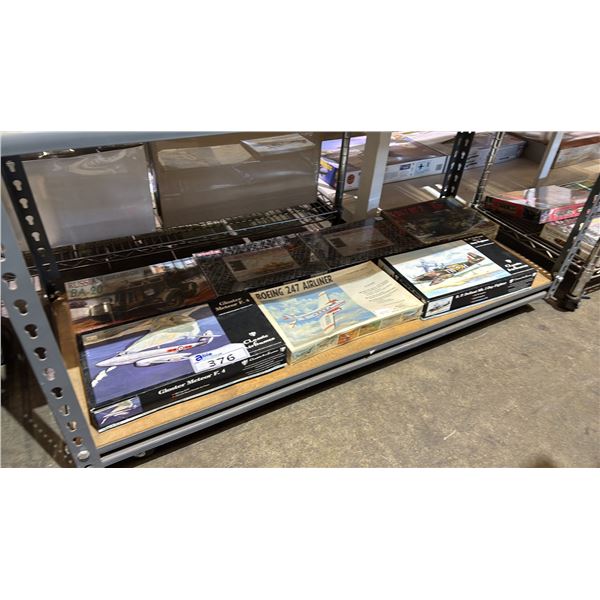 SHELF OF ASSORTED AIRPLANE & MILITARY VEHICLE MODEL KITS
