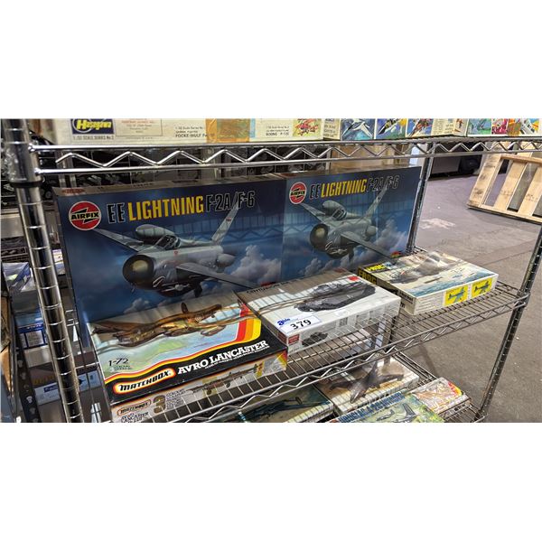 SHELF OF ASSORTED AIRPLANE MODEL KITS & (1) CENTURION MK II TANK MODEL KIT