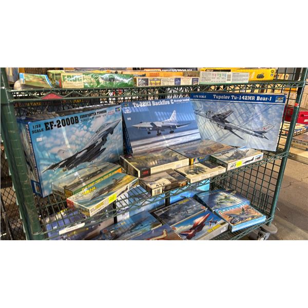 SHELF OF ASSORTED AIRPLANE & MILITARY VEHICLE MODEL KITS