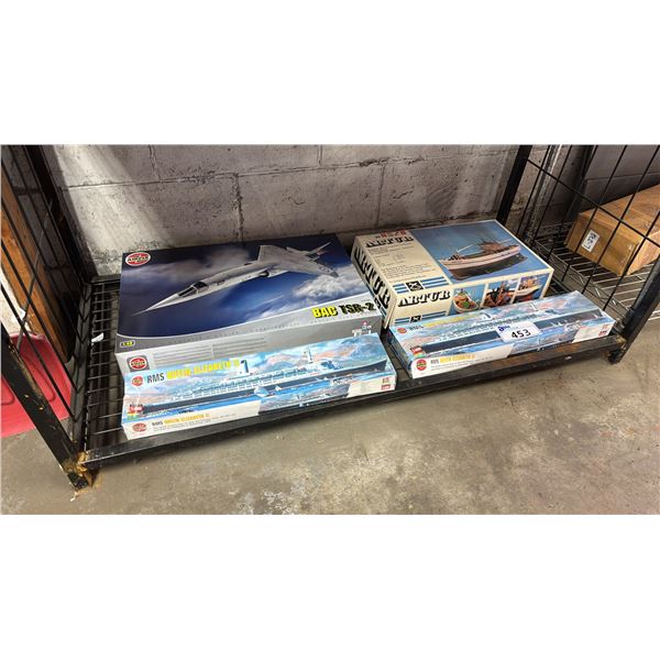 SHELF OF (1) AIRPLANE & (2) BOAT MODEL KITS
